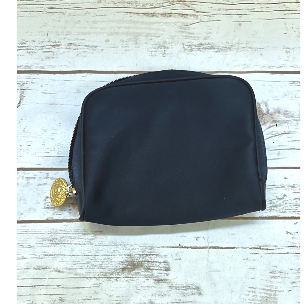Gold Sunburst Medallion Cosmetic Pouch Dark Navy Nylon OS